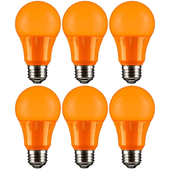 Diodesy A19 Orange LED Bulb - Non-Dimmable Colored Light Bulb, 3 Watts, 65 Lumens with Medium E26 Base for Halloween, Birthdays, Holiday Parties, Home and Commercial Use, 6-Pack