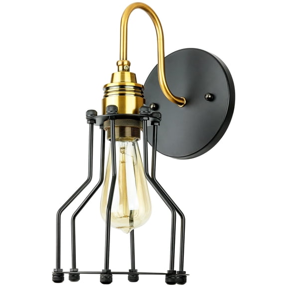 Diodesy- AQF/WOC/MB Industrial Open Cage Pendant Light, Vintage Hanging Metal Cage for Kitchen Island/Dining Room/Bar, Farmhouse Country-Chic, 40W Max, Antique Brass & Oil Rubbed Bronze, UL Listed