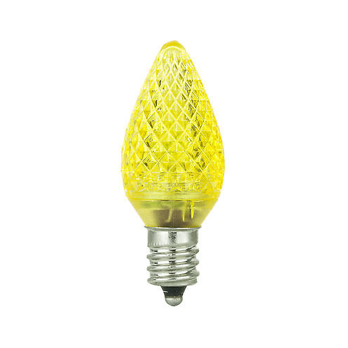 Diodesy C7 Yellow LED Christmas Light Bulb - Shatterproof Holiday Lighting Outlet Faceted, 0.4 Watts, 1-3 Lumens with E12 Candelabra Base for Indoor and Outdoor Use