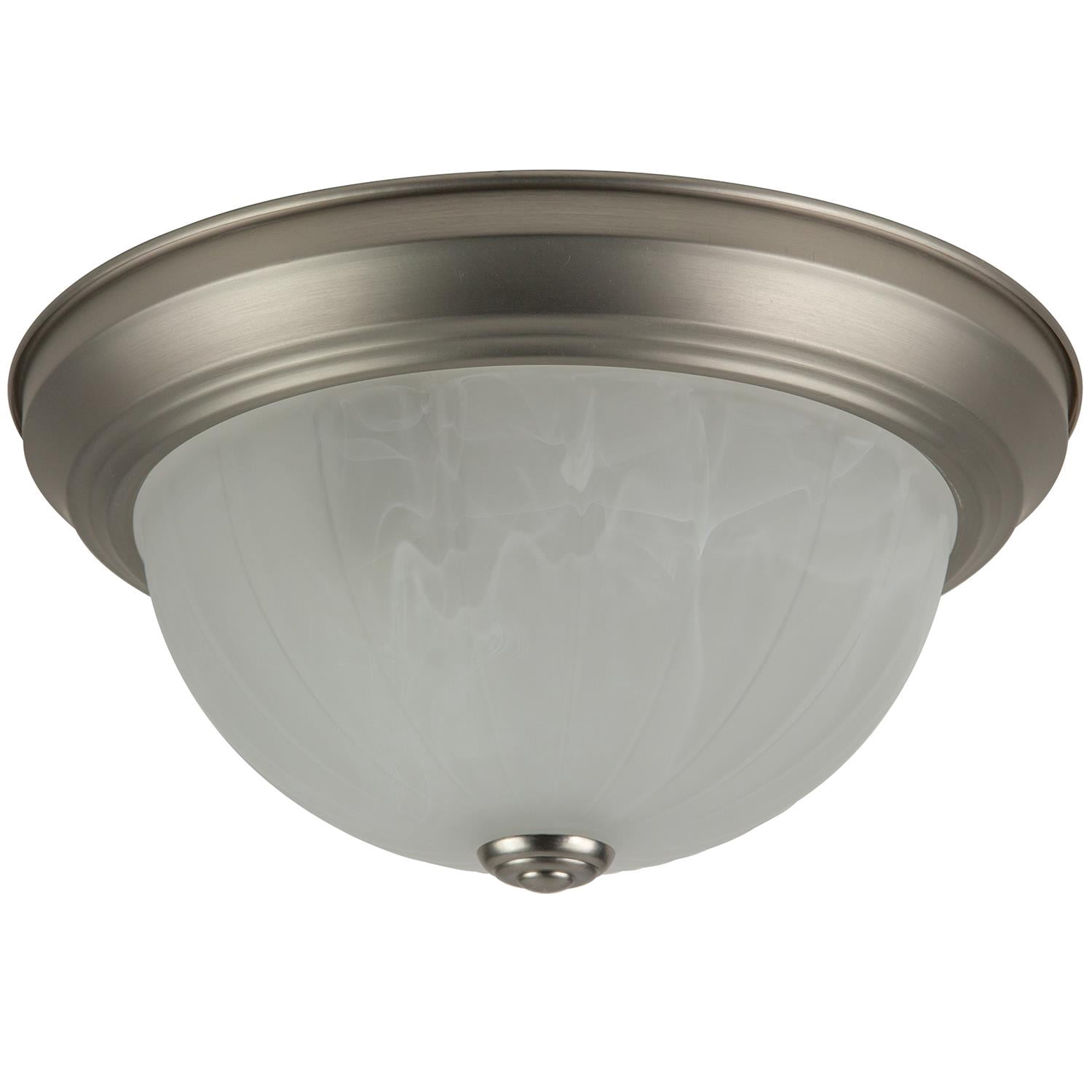 Diodesy- DBN11 11? Flush Mount Ceiling Light, 2-Light Fixture with Alabaster Glass, Brushed Nickel, A19 Dome Round Ceiling for Bedroom, Hallway, Kitchen, E26 Medium Base, 60 Watts, 120 Volt, UL Listed