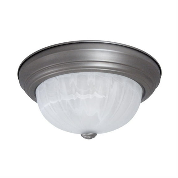 Diodesy- DBN13-218 13? Flush Mount Ceiling Light, 2-Lights Fixture with Alabaster Glass, Brushed Nickel, Dome Round Ceiling for Bedroom, Hallway, Kitchen, 2700K Warm White, 4-Pin Base (G24q2), 36W, UL