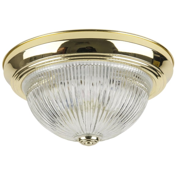 Diodesy- DBS11/CL Flush Mount Ceiling Light Fixture, Polished Brass Finish, 2-Light Decorative Dome Ceiling Fixture, E26 Medium Base, 11? Round Clear Glass for Kitchen, Living Room, 60 Watts,UL Listed