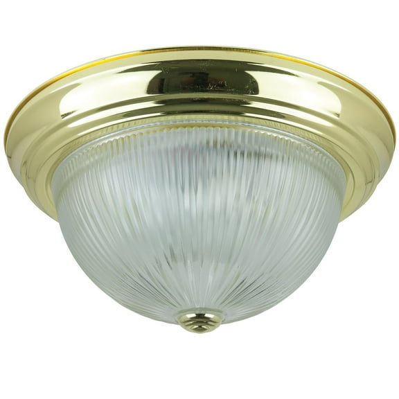 Diodesy- DBS13/CL Flush Mount Ceiling Light Fixture, Polished Brass Finish, 2-Light Decorative Dome Ceiling Fixture, E26 Medium Base, 13? Round Clear Glass for Kitchen, Living Room, 60 Watt, UL Liste