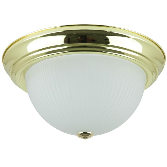Diodesy- DBS13/FR Flush Mount Ceiling Light Fixture, Polished Brass Finish, 2-Light Decorative Dome Ceiling Fixture, E26 Medium Base, 13? Round Frosted Glass for Kitchen, Living Room, 60 Watts, UL