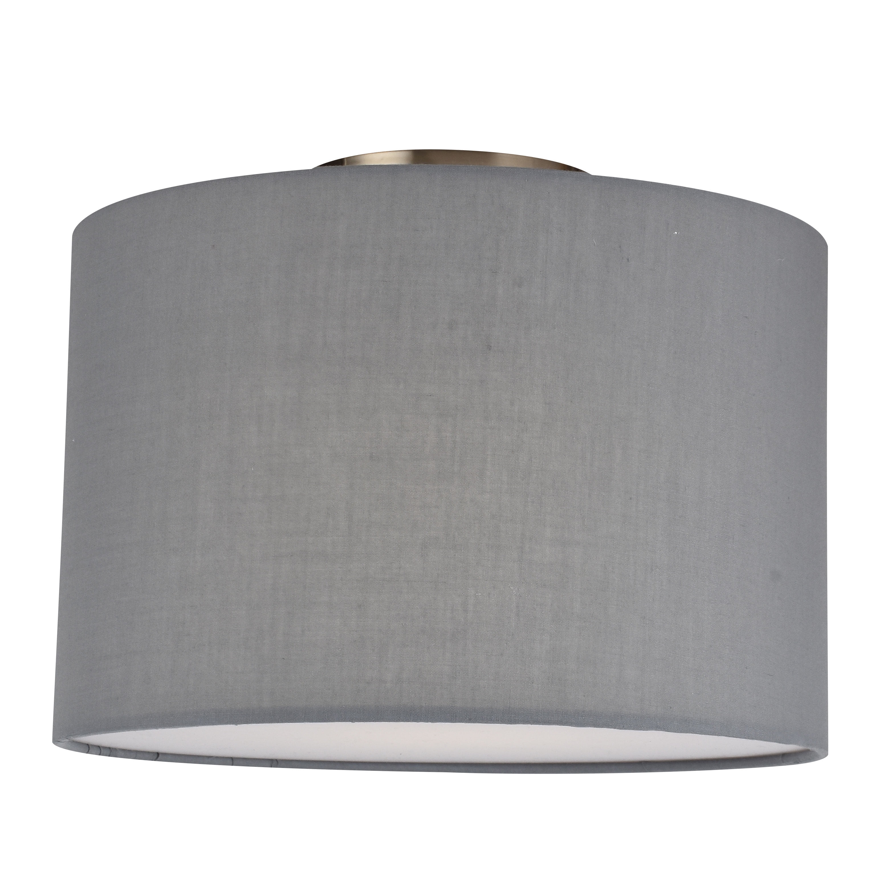 Diodesy- FIX/FD/E26/GR Semi Flush Mount Drum Ceiling Light, Close to Ceiling Light, Fabric Grey Linen Shade with Satin Nickel Base for Bedroom, Living Room, Kitchen, Dimmable, 40W Max, ETL Listed