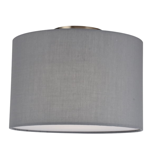 Diodesy- FIX/FD/E26/GR Semi Flush Mount Drum Ceiling Light, Close to Ceiling Light, Fabric Grey Linen Shade with Satin Nickel Base for Bedroom, Living Room, Kitchen, Dimmable, 40W Max, ETL Listed