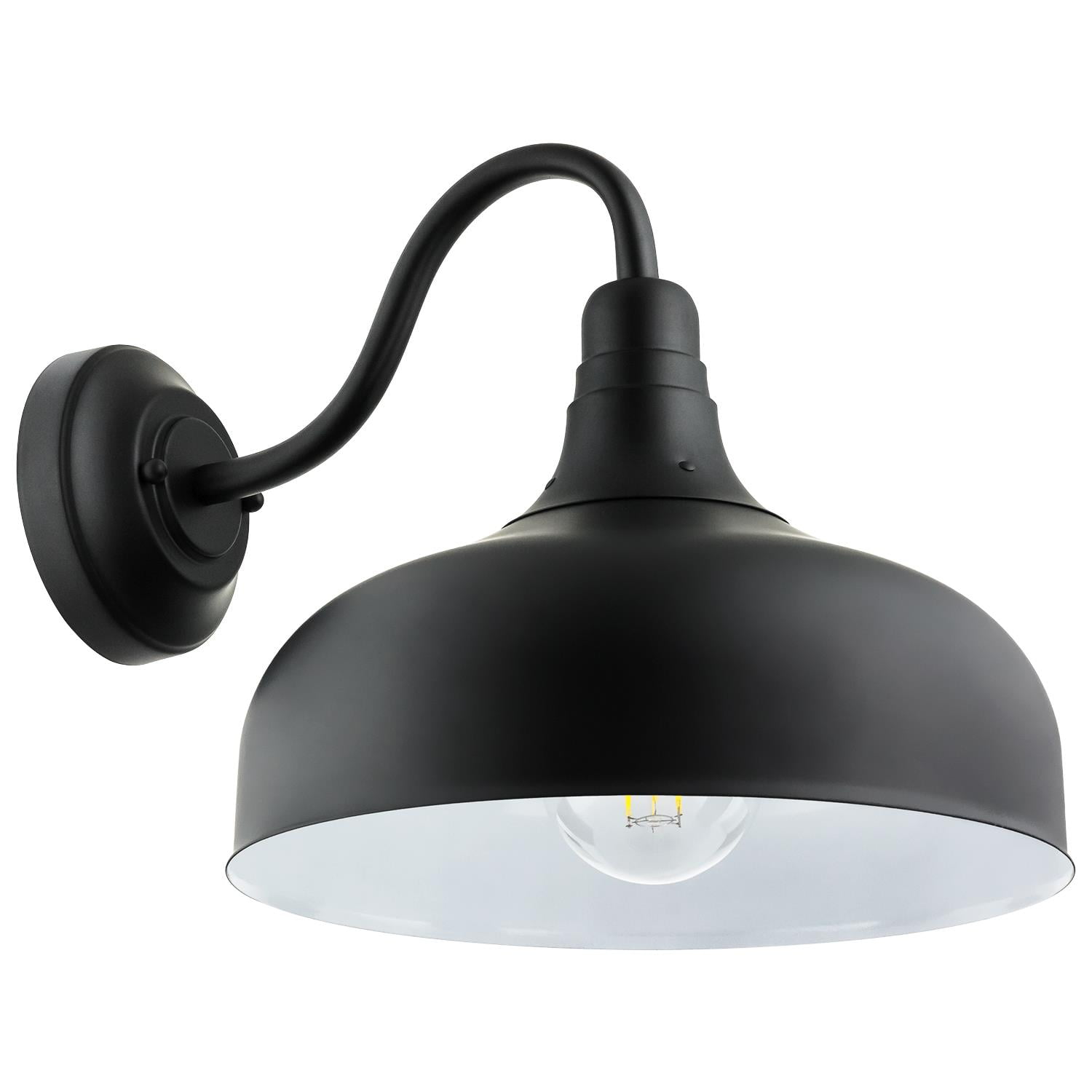 Medium Black Metal Outdoor Barn Light Sconce with Integrated LED