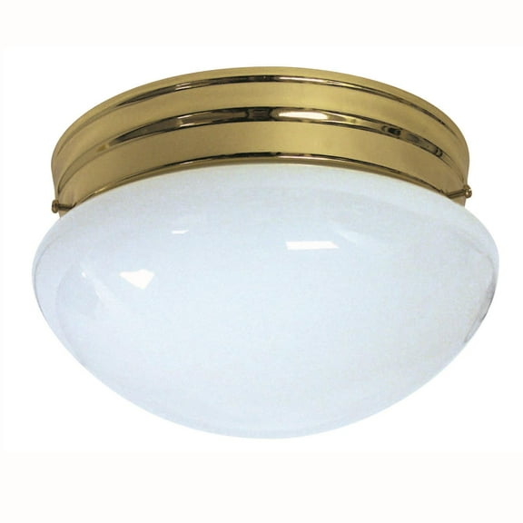 Diodesy- HALL8/PB/GU24/2-18/ES 8 Inch LED Flush Mount Mushroom Ceiling Light Fixture, 2-Lights Polished Brass Finish with White Glass, Warm White 2700K, For Bedroom/Kitchen, 125LM, Twist & Lock (GU24)