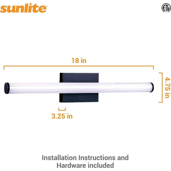 Diodesy- LFX/BAR/15W/SCT/18?/BK 18 Inch Modern Bathroom Vanity Light, 15W (120W Equiv.), Dimmable Color Selectable 3000K/4000K/5000K CCT, Black Wall Sconces Lighting, 1200 Lumens, 100-277V, ETL Listed