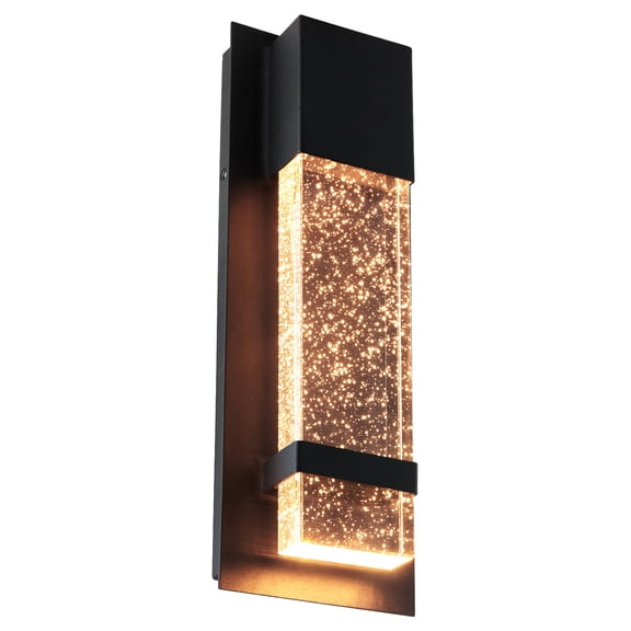 Diodesy- LFX/INN/WS/SEEDY/5?/12W/SCT/BK Modern Seeded Bubble Crystal Glass Outdoor/Indoor Wall Sconce, 12W, Color Selectable 3000K/4000K/5000K, Rain Glass Panel for Patio, Porch, Balcony, ETL Listed
