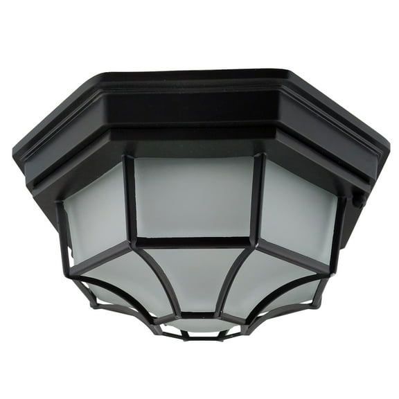 Diodesy- LFX/OOF/17W/SCT/BK Outdoor Flush Mount Ceiling Light, Black Cast Aluminum with Frosted Glass, 3000K/4000K/5000K Color Selectable, Farmhouse Porch or Patio Light, 800LM, 17W, CRI80, ETL Listed