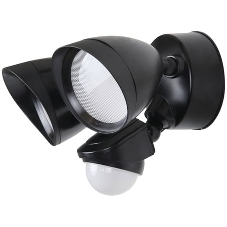 Diodesy- LFX/OSF/R/MS/20W/30K/BK LED Dual Head Photocell & Motion Sensor Security Light, Exterior Twin Head Black Finish for Wall Light for Patio/Garden/Yard, 3000K Soft White, 20W, 1800LM, ETL Listed