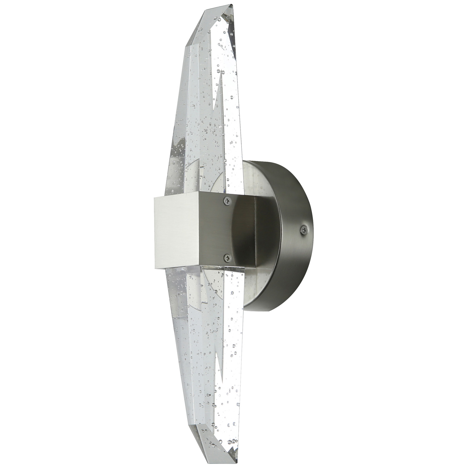 Diodesy- LFX/WS/SEEDY/2LT/15W/30K/BN Seeded Bubble Crystal Shape Glass Two Light Wall Sconce, Rain Panel, 15W (60W Equiv), 3000K Soft White, 1000LM, Brushed Nickel, For Patio/Porch/Balcony, ETL Listed