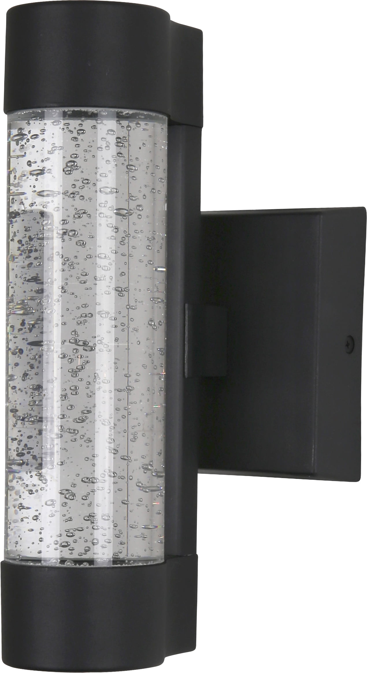 Diodesy- LFX/WS/SEEDY/CYL/12?/10W/SCT/BK Modern Seeded Bubble Crystal Glass Up & Down Wall Sconce, Cylinder Rain Acrylic Panel, 10W, Color Selectable 3000K/4000K/5000K, for Patio/Porch/Balcony, ETL