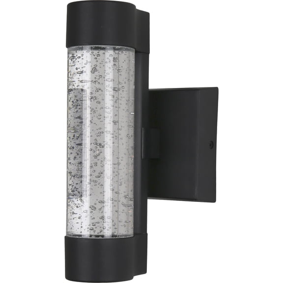 Diodesy- LFX/WS/SEEDY/CYL/12?/10W/SCT/BK Modern Seeded Bubble Crystal Glass Up & Down Wall Sconce, Cylinder Rain Acrylic Panel, 10W, Color Selectable 3000K/4000K/5000K, for Patio/Porch/Balcony, ETL