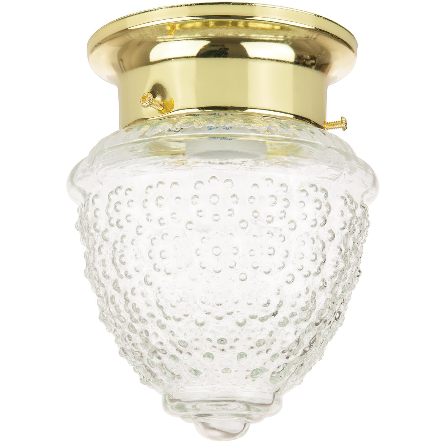 Diodesy- PINE3/4/GU24/1-18/ES Pineapple Shaped Flush Mount Ceiling Light, 3.5 Inches Creative Modern Clear Textured Glass with Polished Brass Finish, 2700K Warm White, Twist & Lock GU24, 18W, 1250LM