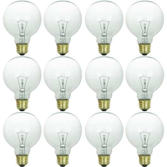 Diodesy- Pack of 12 25G25/12PK G25 Globe Light Bulbs, Vanity Clear Light for Bathroom, Mirror Living Area, Dimmable, 2400K Warm White, 180 Lumens, 25 Watts, Title 20 Compliant, Mercury Free