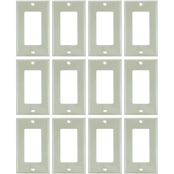 Diodesy- Pack of 12 E301I 1 Gang Decorator Rocker Wall Plate with Matching Metal Screws, Single Light Switch and Receptacle Outlet Cover, Ivory Gloss Finish, Unbreakable Round Edge Plastic, UL Listed