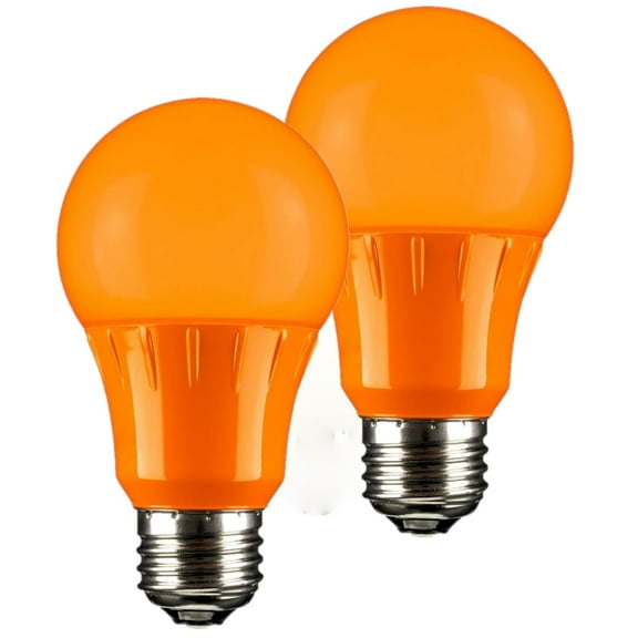 Diodesy- Pack of 2 A19/3W/O/LED Orange LED Light Bulb, Colored Light Bulb for Party Decoration, Halloween Christmas, Holiday Lighting, Porch, 3W (25W Equivalent) E26 Medium Base Non-Dimmable UL Listed