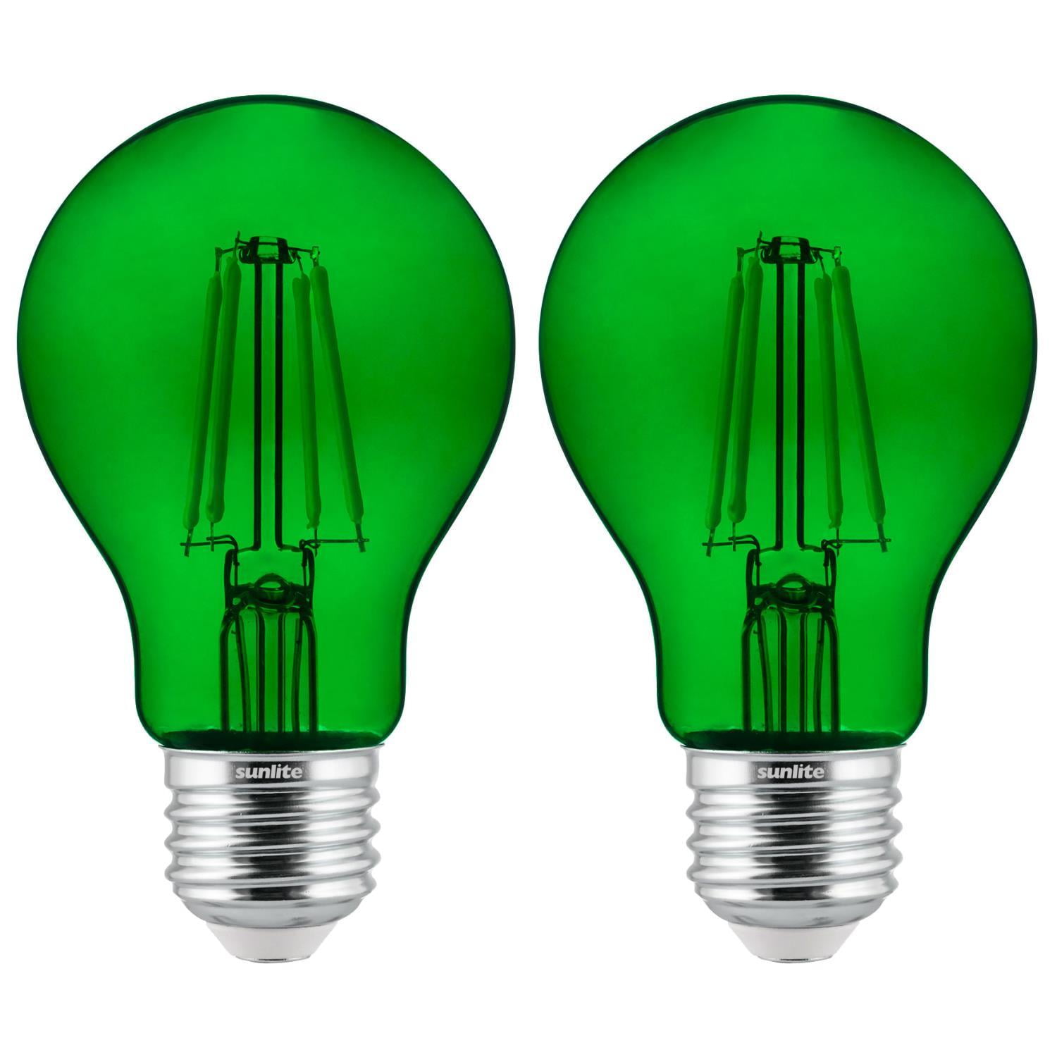 Green Dimmable A19 LED Filament Bulbs, Medium Base, 4.5 Watts