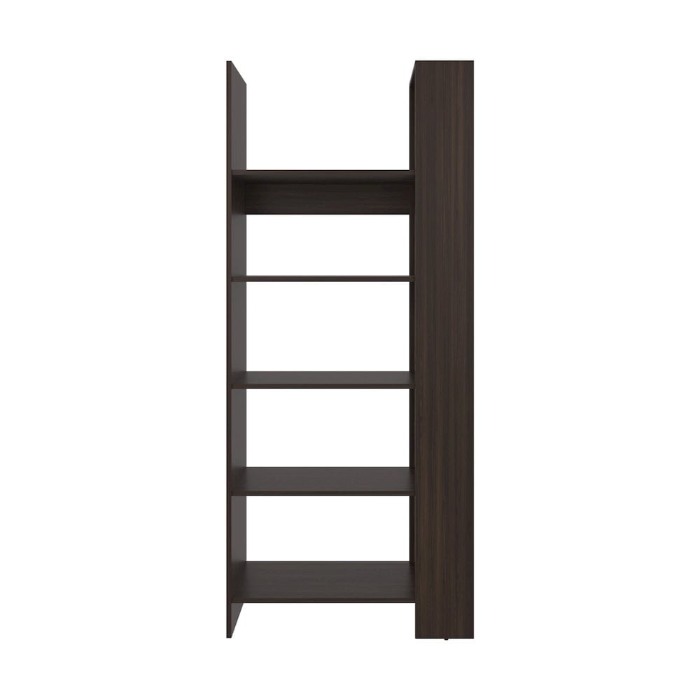 Fm Furniture Doney Park 5-Shelf Open Bookcase, Contemporary Design, Stained Walnut