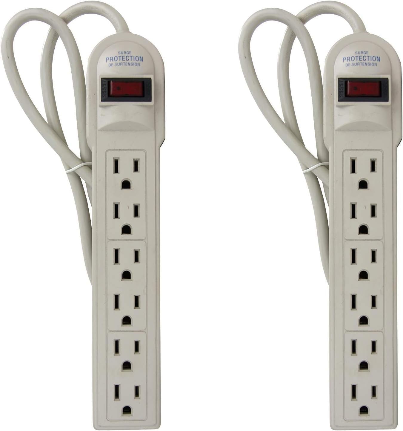 Diodesy- Pack of 2 ESP6 Power Strip with Surge Protector, 6 Outlet with ...