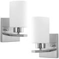 thumbnail image 1 of Diodesy- Pack of 2 FIX/VF/1LT/E26/BN/FR Bathroom Vanity Light with Frosted Glass Cylinder, Brushed Nickel, Modern Wall Mounted Lamp Over Mirror, 60W Max A19 Bulb Required, E26 Medium Socket,ETL Listed, 1 of 2