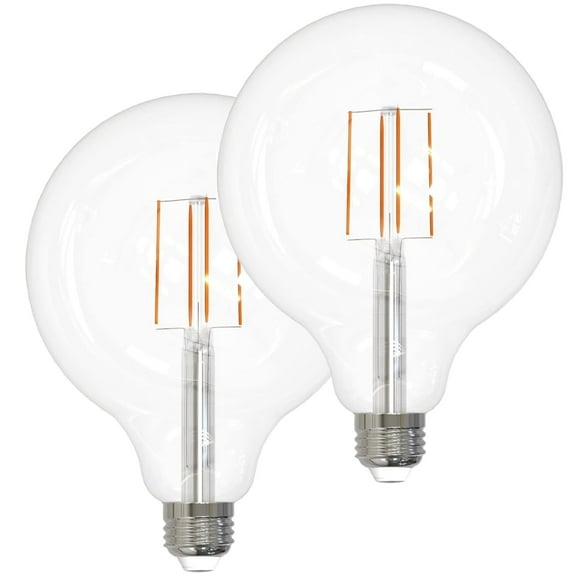 Diodesy- Pack of 2 G40/LED/FS/8.5W/927 G40 Globe Light Bulbs LED Edison for Ceiling Fans, Chandeliers, Vanity Lights, Dimmable, 8.5 Watts (100W=), 2700K Warm White, Clear Glass Filament, E26 Base, UL