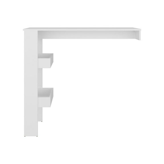 Fm Furniture Drysdale Bar Table, Three Open Side Shelves, Modern Design, White