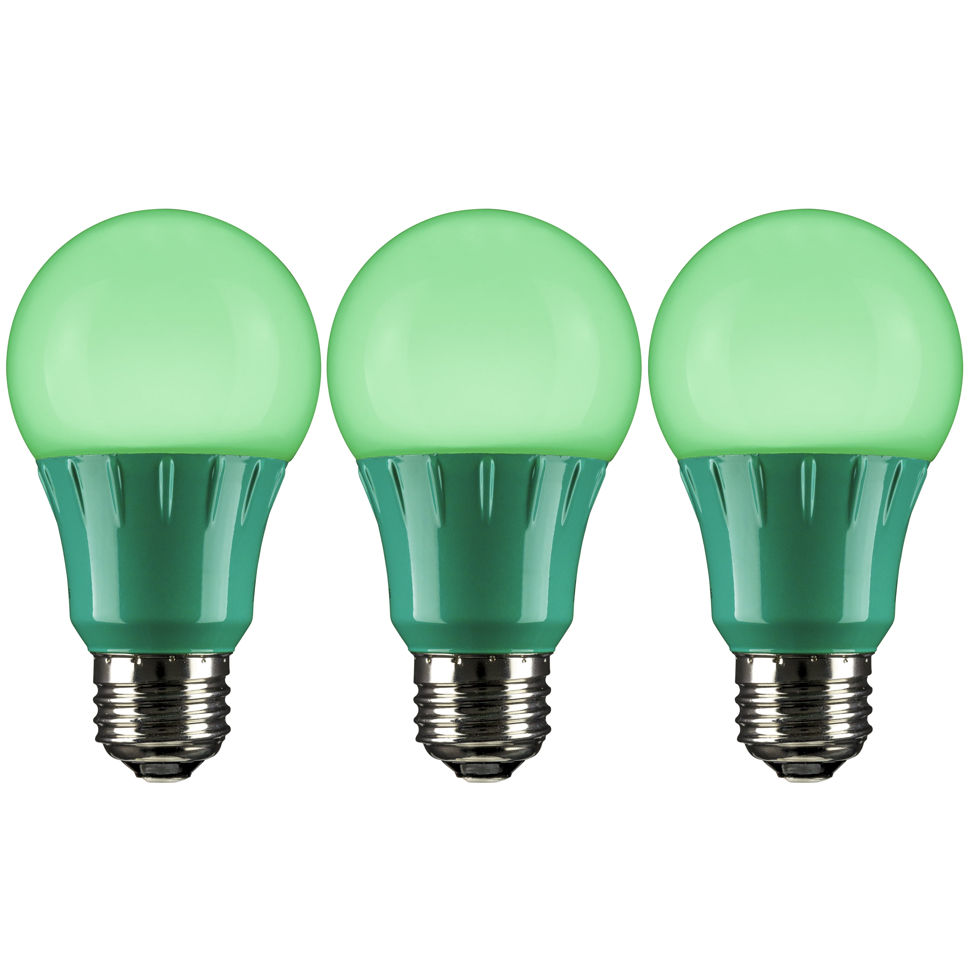 Diodesy- Pack of 3 A19/3W/G/LED/3PK LED Green Light Bulb, Colored Light Bulb for Porch, Party Decoration, Holiday and Home Lighting, Christmas Halloween Party Decoration, 3W, Medium Base E26 UL Listed