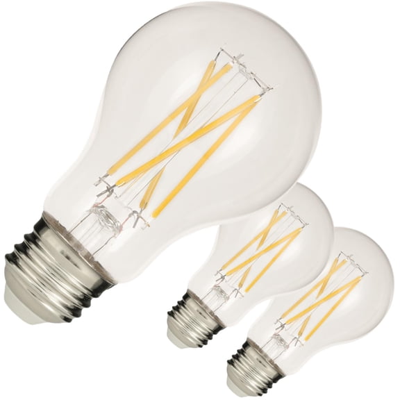 Diodesy- Pack of 3 A19/LED/FS/7.6W/940 A19 LED Filament Light Bulb, 7.6W (60W Equivalent), Classic Clear Glass, 4000K Cool White, Dimmable, E26 Medium Base, Enclosed Fixture Rated, CRI90, 800 Lumens