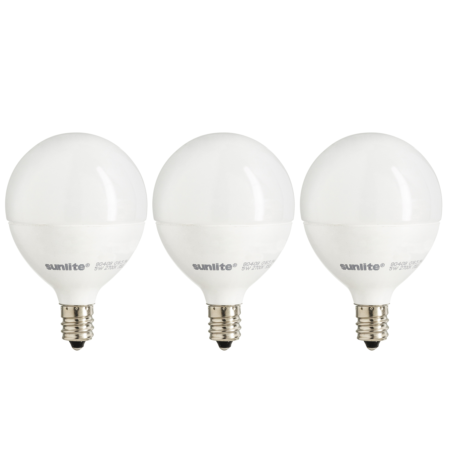 Diodesy- Pack of 3 G16.5/LED/5W/D/E12/FR/ES/27K/3PK E12 Dimmable LED G16.5 Globe Light Bulb, 5W (40W Equivalent), 2700K Warm White, 350 Lumens, Frosted Candelabra Bulb for Chandelier, Ceiling Fan, ETL