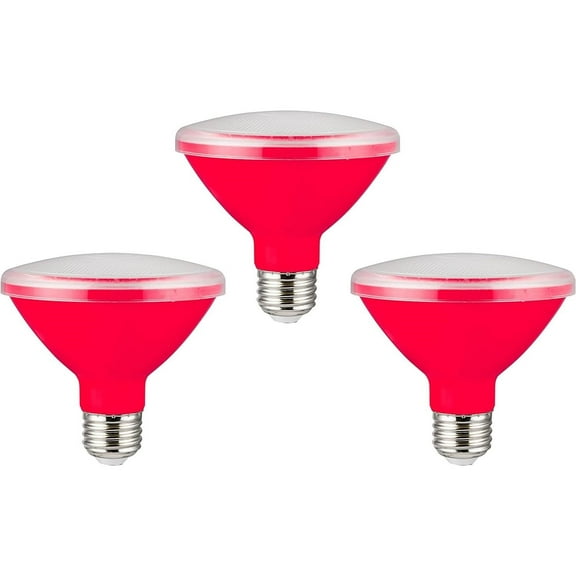 Diodesy- Pack of 3 PAR30/LED/8W/R PAR30 Red LED Floodlight Bulb, 8 Watts, Non-Dimmable Recessed Bulb, E26 Medium Base, Colored Spotlight for Parties, Porch, Home & Holiday Lighting, 15000hr,ETL Listed