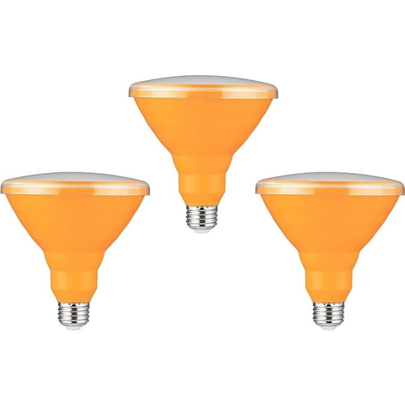 Diodesy- Pack of 3 PAR38/LED/15W/A PAR38 Flood Bug Light Bulbs for Outside, Amber Light, 15 Watt (75W Equivalent), E26 Non-Dimmable, LED Colored Recessed Light Bulb for Garage, Backyard, Porch, Pati
