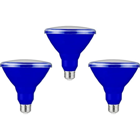 Diodesy- Pack of 3 PAR38/LED/15W/B PAR38 LED Blue Flood Light Bulb, Non-Dimmable Recessed Bulb, 15W (75W Equivalent), E26 Short Neck Colored Bulb for Halloween, Christmas, Holiday, Party Decoration