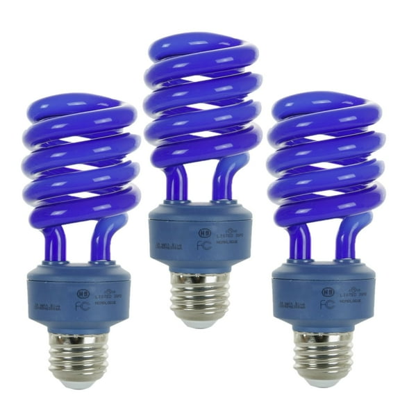 Diodesy- Pack of 3 SL24/B CFL Spiral Blue Bulb, T3 Compact Fluorescent Colored Spring Light, 24 Watts (100W Equivalent), E26 Medium Base, for Lamps/Holiday Decoration/Display, 1 Lumen, 120V, CRI80