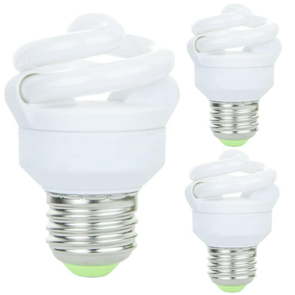 Diodesy- Pack of 3 SMS5/27K CFL Mini Spiral Light Bulb, T2 Compact Fluorescent Bulb, 5W (25W Equiv.), Dimmable 2700K Warm White, E26 Medium Base, for Kitchen/Bedroom/Office, 300 Lumens, UL Listed