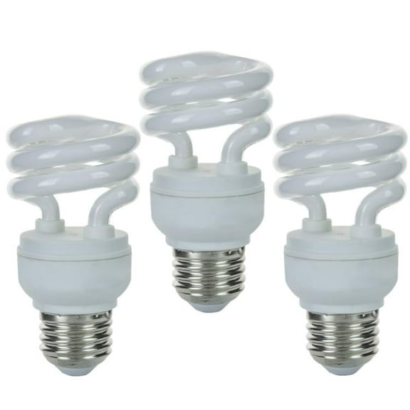 Diodesy- Pack of 3 SMS9/41K CFL Mini Spiral Light Bulb, T2 Compact Fluorescent Bulb, 9 Watts (40W Equiv.), Dimmable 4100K Cool White, E26 Medium Base, for Kitchen/Bedroom/Office, 500 Lumens, 10000hr
