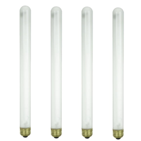 Diodesy- Pack of 4 40T8/FR Incandescent Tubular Light Bulbs, Frosted Tube T7 Bulb, 40 Watts, 2600K Warm White, 210 Lumens, E26 Medium Base for Lamps/Office, 120 Volt, 2000Hour, Title 20 Compliant