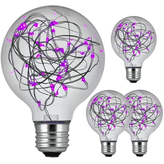 Diodesy- Pack of 4 G25/LED/DX/1.5W/P G25 Purple Globe Light Bulbs, LED Christmas Replacement Bulbs, 1.5 Watts, E26 Medium Base Outdoor String Lights Bulb for Patio, Garden Yard, Non-Dimmable, CRI60