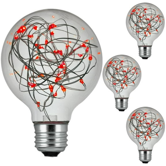 Diodesy- Pack of 4 G25/LED/DX/1.5W/R G25 LED Red Replacement Light Bulbs, Outdoor Christmas Globe Bulbs, Clear Decorative String Light for Patio with E26 Screw Base, 1.5 Watts, 20000hr, Non-Dimmable
