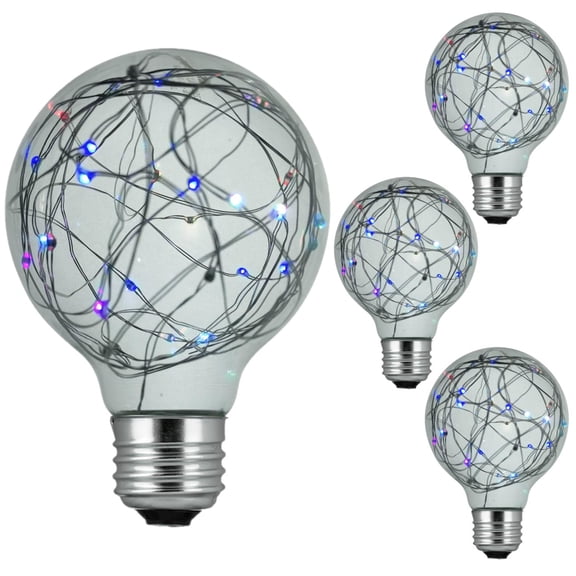 Diodesy- Pack of 4 G25/LED/DX/1.5W/RGB G25 LED Globe Fairy Light Bulb, Starry Decorative String Light for Ambient Night, Bedroom, Living Room, Party Decoration, Holiday Lighting, 1.5 Watt, Multi-Color