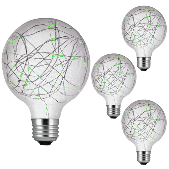 Diodesy- Pack of 4 G40/LED/DX/1.5W/G G40 LED Globe Fairy Light Bulb, Christmas Replacement Bulb, Clear Green Shatterproof Decorative Starry String Light for Outdoor Front Porch, Patio. 1.5 Watt, CRI60