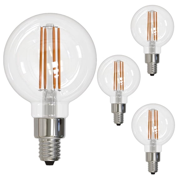 Diodesy- Pack of 4 LED2G16/27K/FIL/3LED G16 Dimmable Globe Light Bulb, Candelabra Filament for Chandelier/Ceiling Fan, 2.5W (25 Watts Equiv), E12 Fully Compatible w/All Dimmer Type, 2700K Warm White