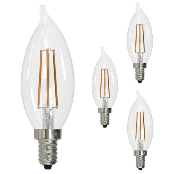Diodesy- Pack of 4 LED4CA10/27K/FIL/3 LED Flame Tip Chandelier Light Bulb, Fully Compatible Dimming, 4.5W (40 Watts Equiv), 2700K Warm White, Dimmable, 350 Lumens, CA10 for Ceiling Fan Lights/Pendant