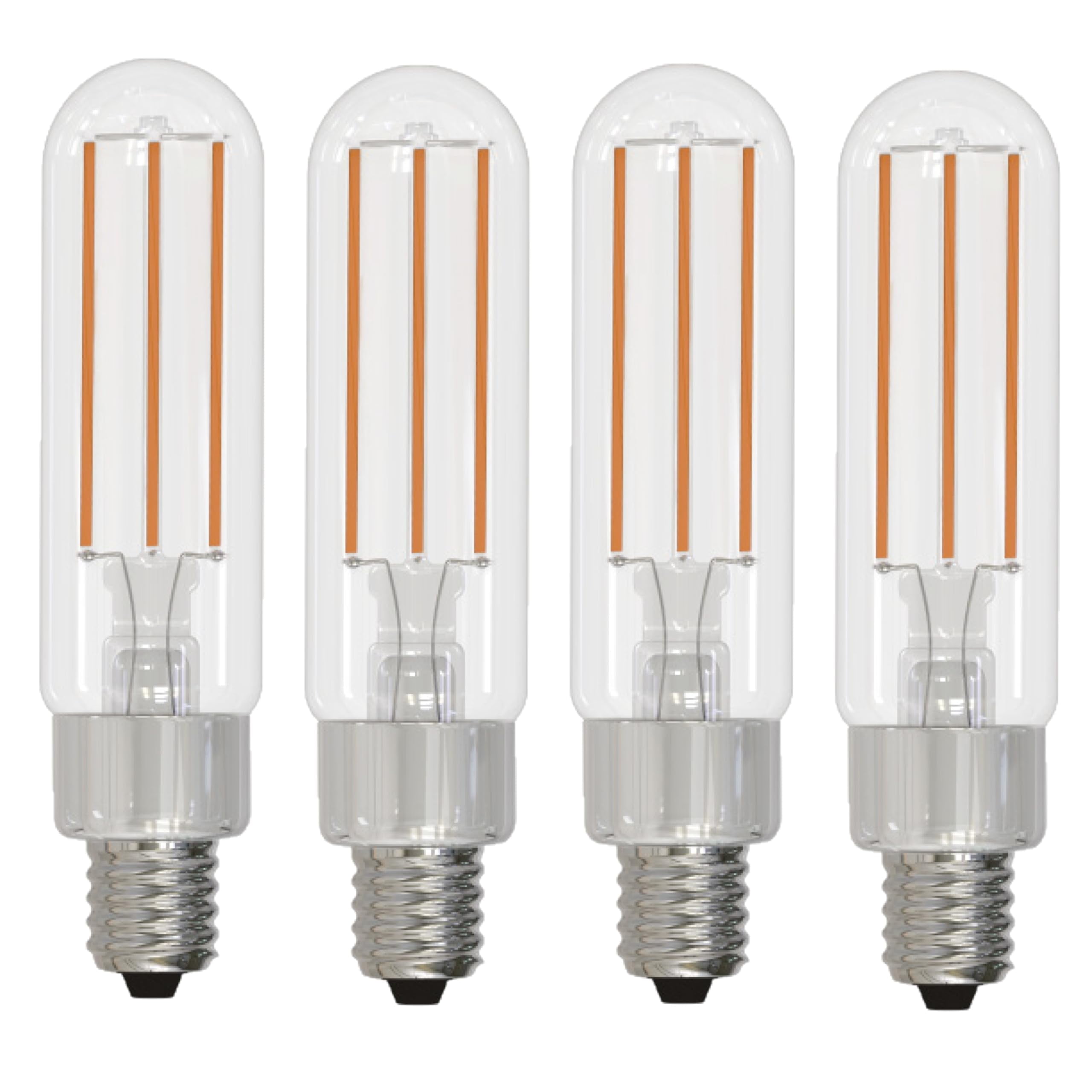 Diodesy- Pack of 4 LED4T6/30K/FIL/3 LED T6 Filament Light Bulb, Compatible on All Dimmers, E12 Dimmable, 4.5 Watts (40W Equivalent), Clear Glass, 3000K Soft White, 450 Lumens, CRI90, UL Listed