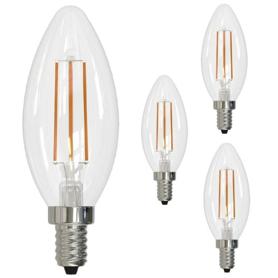 Diodesy- Pack of 4 LED5B11/30K/FIL/E12/3 LED Chandelier Filament Light Bulb, Fully Compatible Dimming, 5W (60 Watts Equiv), 3000K Soft White, Dimmable, 500 Lumens, B11 for Ceiling Fan Lights/Pendant
