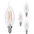 thumbnail image 1 of Diodesy- Pack of 4 LED5CA10/30K/FIL/4/JA8 LED Flame Tip Chandelier Light Bulb, Fully Compatible Dimming, 5W (60 Watt Equiv), 3000K Soft White, Dimmable, 500 Lumens, CA10 For Ceiling Fan Lights/Pendant, 1 of 9