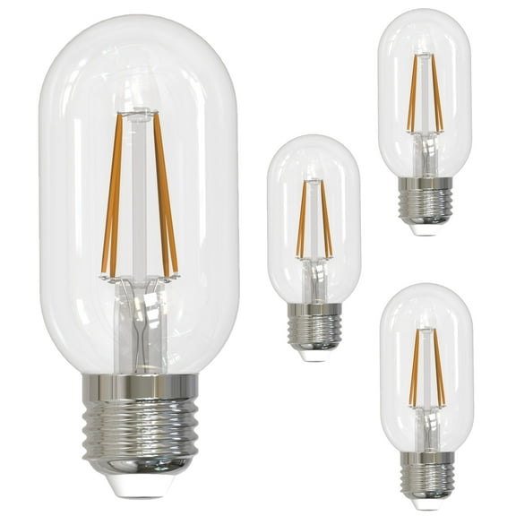 Diodesy- Pack of 4 LED5T14/27K/FIL/3 LED T14 Filament Light Bulb, Compatible on All Dimmers, E26 Dimmable, 5 Watts (40W Equivalent), Clear Glass, 2700K Warm White, 450 Lumens, CRI90, UL Listed