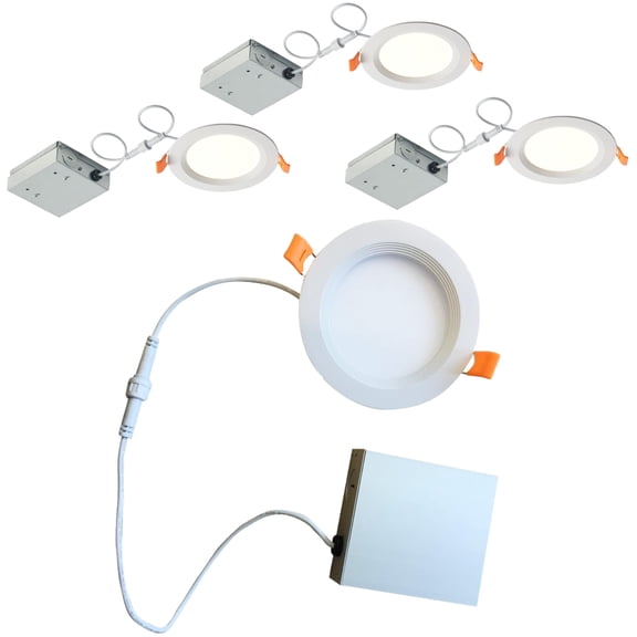 Diodesy- Pack of 4 LED7JBOXDL/3/930/WHRD/D 3 Inch LED Flush Mount Ceiling Downlight, Round Recessed Baffled Trim with Metal Jbox, Dimmable 3000K Soft White, 7W (50 Watts Equiv.), 400 Lumens, UL Listed